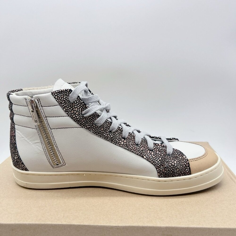 P448 Metallic Skate High Top Sneaker White Beige Womens EU 40 US 9- 9.5 - Picture 8 of 13